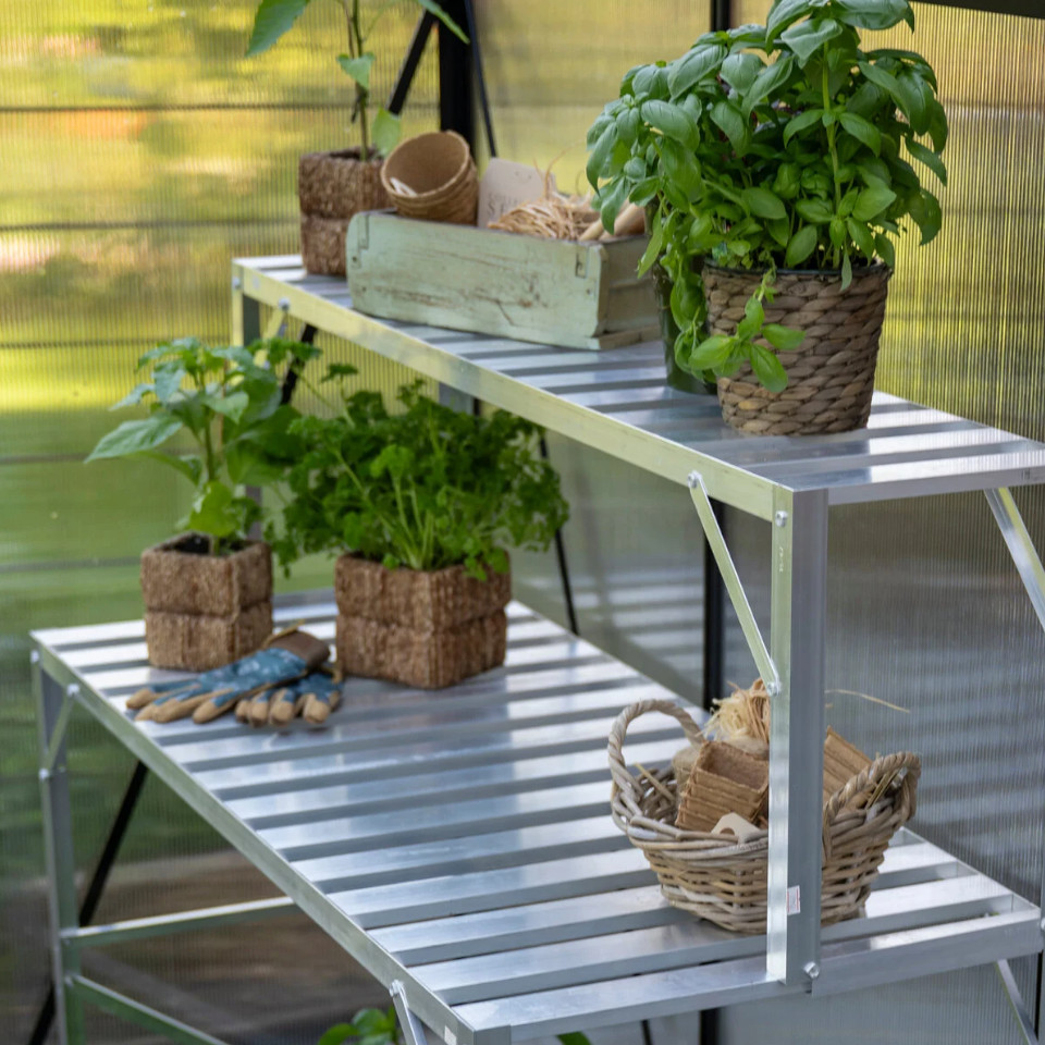 Halls Gewächshaus Tische