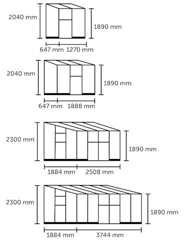 Halls Gewächshaus Qube Lean-to - 0,8 m² / 1,2 m² / 4,7 m² / 7,1 m² Farbe: Schwarz