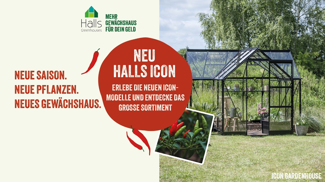 Halls Gewächshaus Icon 6 - 2,5 m² / 3,7 m² / 4,9 m² / 6,1 m²